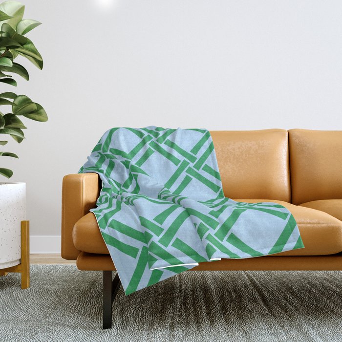 Classic Bamboo Trellis Pattern 221 Blue and Green Throw Blanket