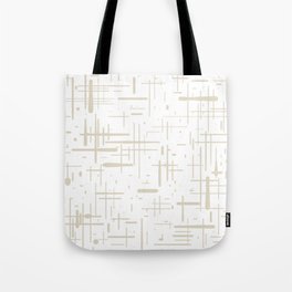 Mid-Century Modern Kinetikos Abstract Pattern in Mushroom Beige and White Tote Bag