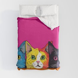 Pop Art Tabby Cats Duvet Cover
