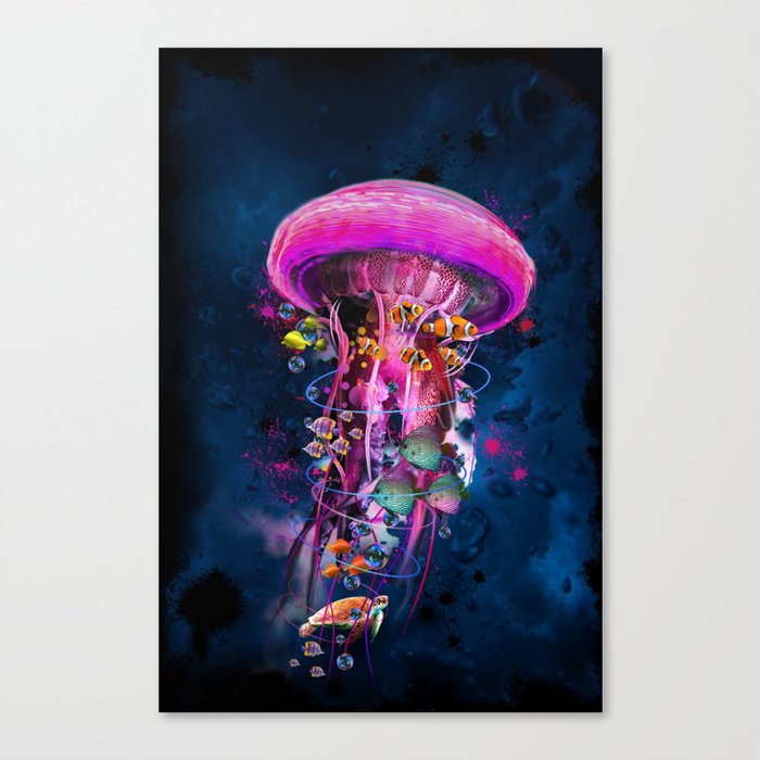 Pink Electric Jellyfish Canvas Print