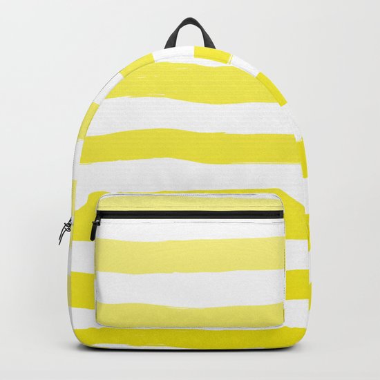 Sun Yellow Handdrawn horizontal Beach Stripes - Mix and Match with Simplicity of Life Backpack