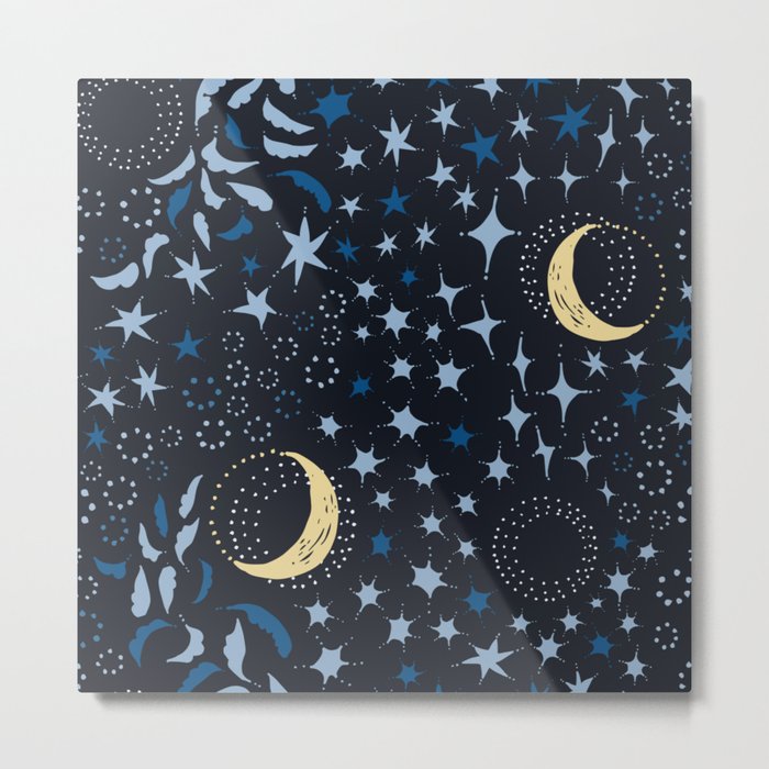Moon Among the Stars - Stars At Night Version Metal Print