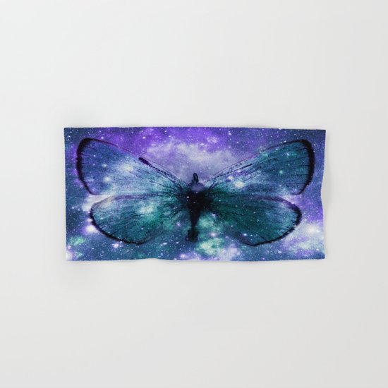 Celestial Butterfly Purple Teal Hand & Bath Towel