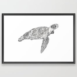 Handdrawn Sea Turtle Framed Art Print