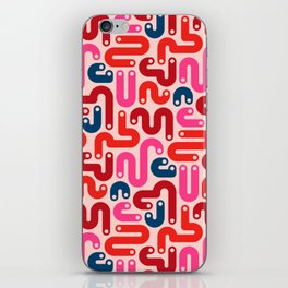 JELLY BEANS POSTMODERN 1980S ABSTRACT GEOMETRIC in RED FUCHSIA PINK BURGUNDY BLUE ON BLUSH iPhone Skin