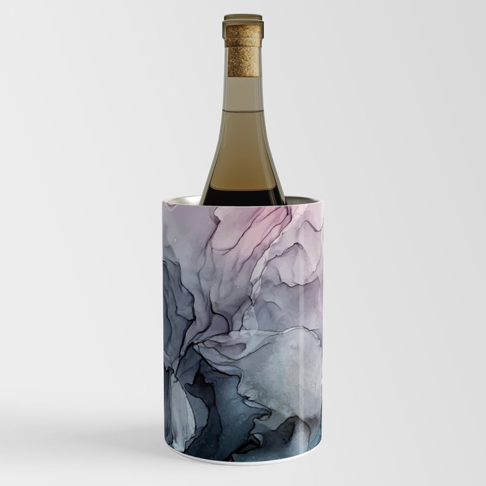 Blush and Payne's Grey Flowing Abstract Painting Wine Chiller
