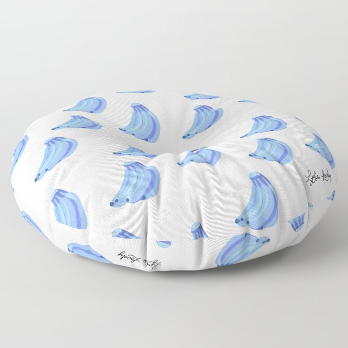 Banana Blue- white/transparent background Floor Pillow