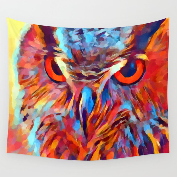 Owl Watercolor Wall Tapestry