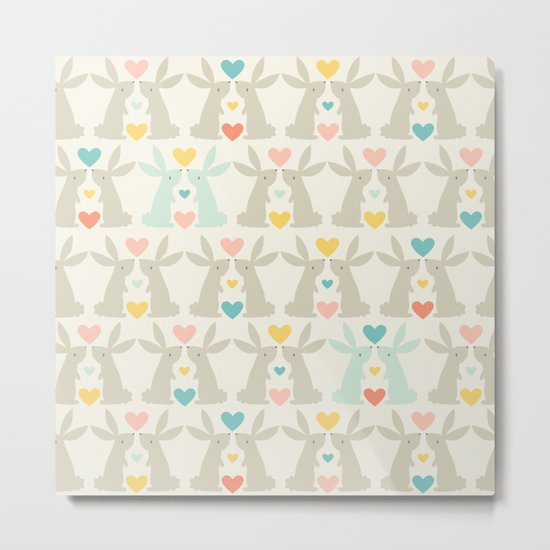 Bunnies and Hearts Metal Print