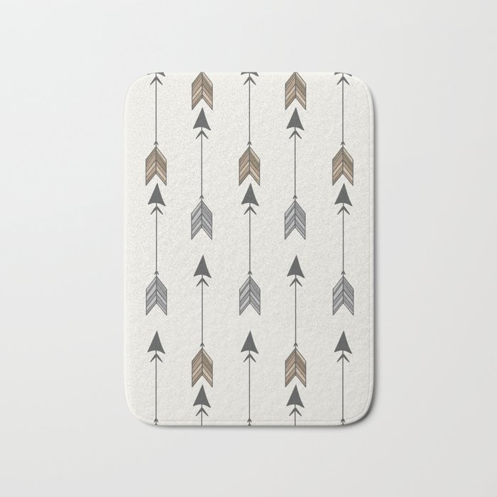 Vertical Arrow Patterns - Cream and Neutral Earth Tones Bath Mat