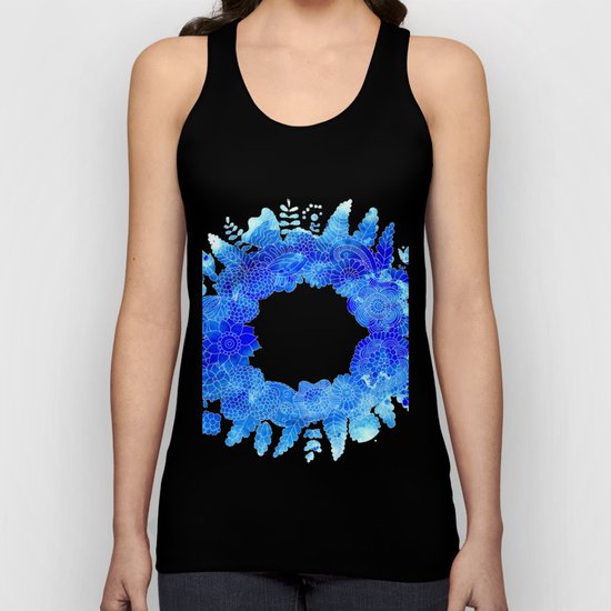 Blue Floral Pattern 01 Unisex Tank Top