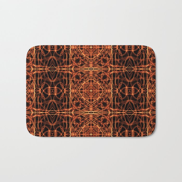 Liquid Light Series 28 ~ Orange Abstract Fractal Pattern Bath Mat