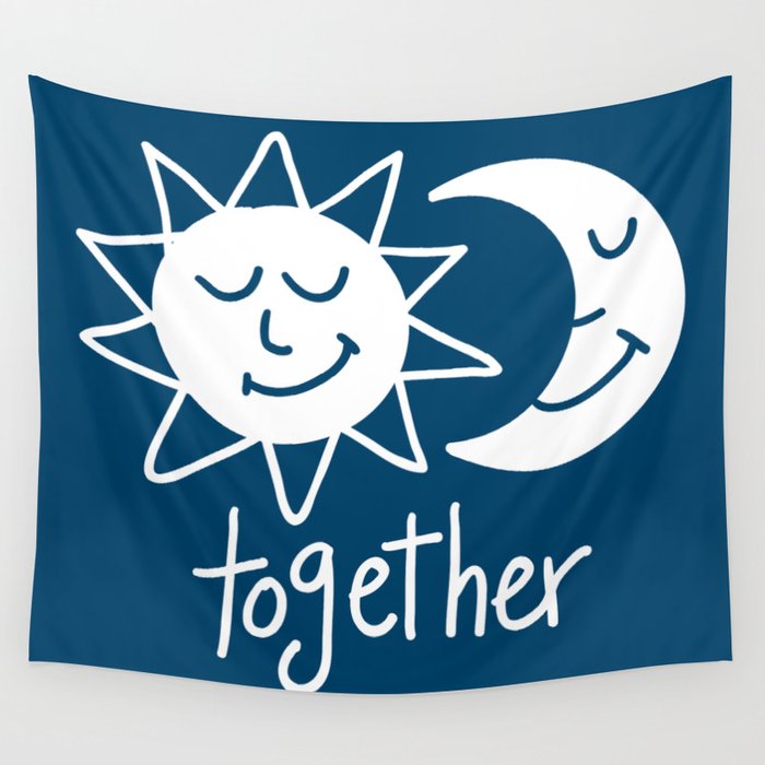Together cute sun and moon Wall Tapestry