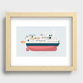 Minimalist Jacques Cousteau's Research Vessel Calypso Recessed Framed Print