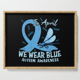 In April We Wear Blue Autism Awareness Serving Tray