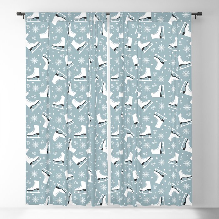 Winter themed pattern with ice skates Blackout Curtain