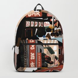 Old New York" byKeirsten (Joy In Quarantine) Backpack | Chinatown, Cityscape, City Life, Nyc, Curated, People, Red, Modern, Urban, Pop Art 