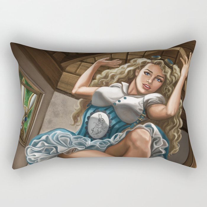 Steampunk Alice in Wonderland Drink Me Rectangular Pillow