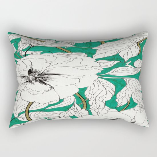 green peonies Rectangular Pillow