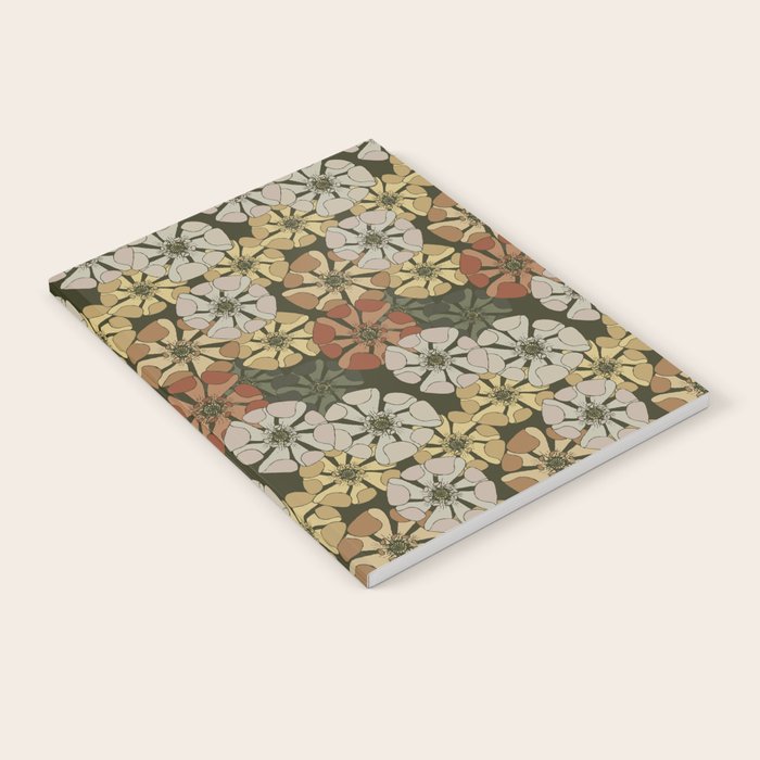 navy green and rust harvest florals poppy floral arrangements Notebook