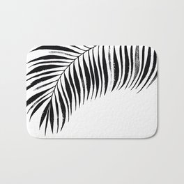 Tropical Palm Frond: Black & White Bath Mat | Holiday, Summer, Black, Carefree, Botanical, Feather, Watercolour, Stripes, Watercolor, Water 