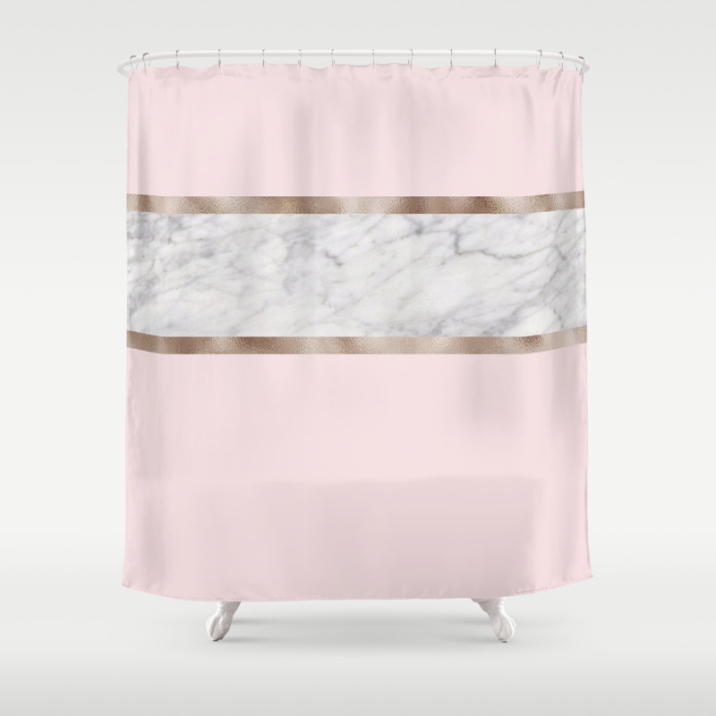 Grey Marble Rose Gold Shower Curtain, Grey White Gold Shower Curtain