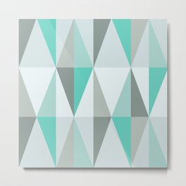 MidCentury Modern Triangles Turquoise Metal Print