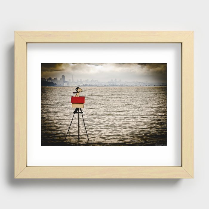 Snoopy Over The San Francisco Bay Recessed Framed Print