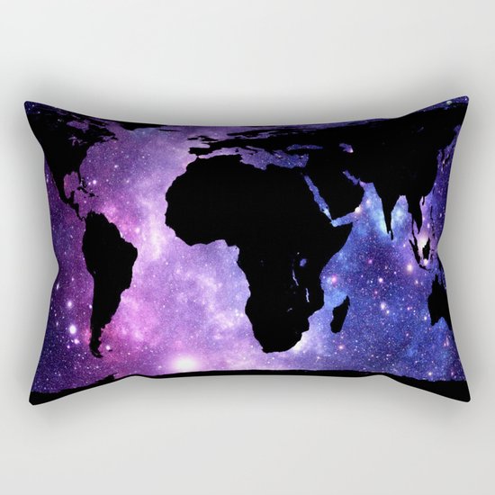 World Map Galaxy Rectangular Pillow