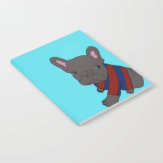 French Bull Dog Puppy in a Sweater Notebook