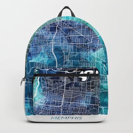 Memphis Tennessee Map Navy Blue Turquoise Watercolor USA States Map Backpack