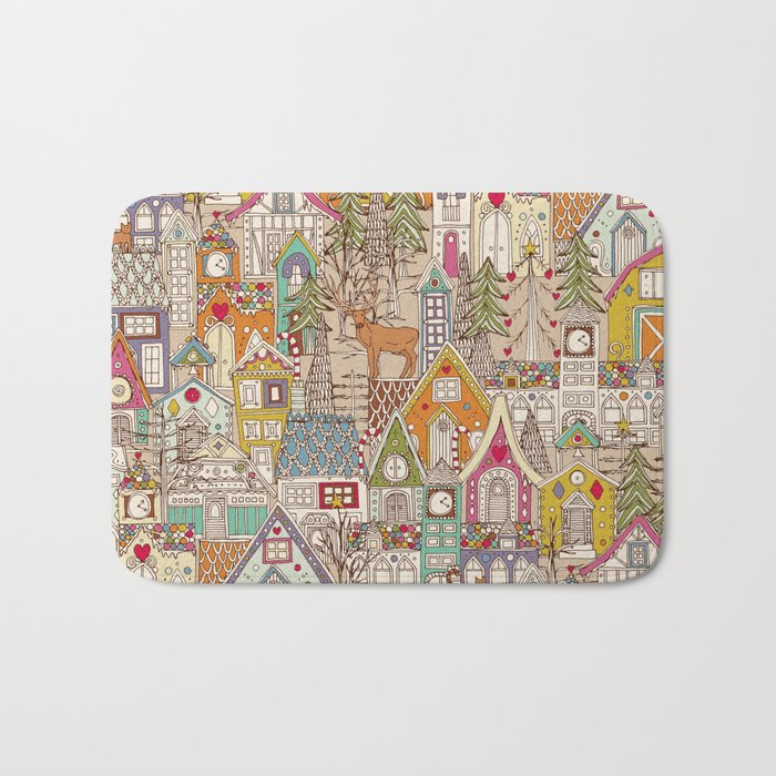 vintage gingerbread town Bath Mat