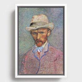 Self-Portrait with a Gray Straw Hat (1887) By Vincent Van Gogh Framed Canvas