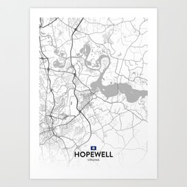 Hopewell, Virginia, United States - Light City Map Art Print