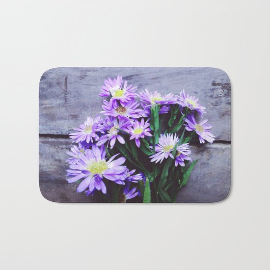 Pretty Blue Flowers Bath Mat