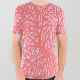 Summer Peach Pink Saffron - Abstract Botanical Nature All Over Graphic Tee