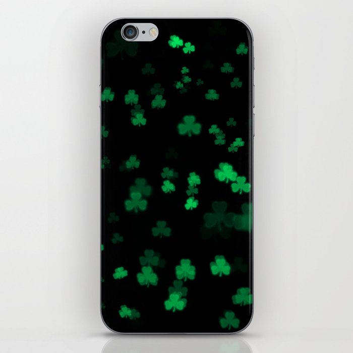 Green Bokeh Shamrocks iPhone Skin