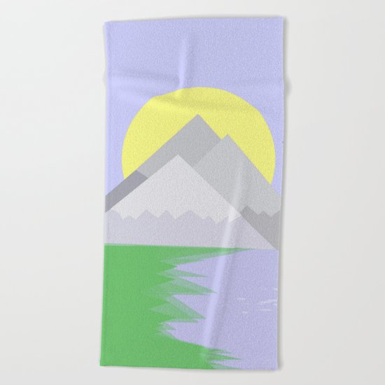 The mountains and the lake Beach Towel