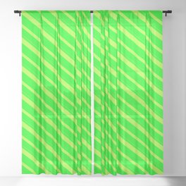 [ Thumbnail: Lime and Light Green Colored Lines/Stripes Pattern Sheer Curtain ]