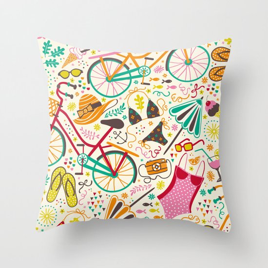 Seaside Cycle Throw Pillow