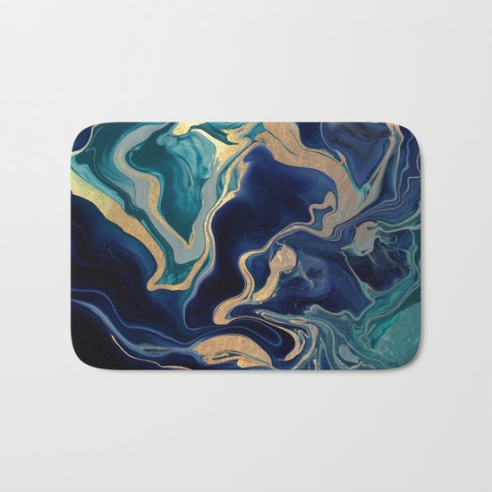 DRAMAQUEEN - GOLD INDIGO MARBLE Bath Mat