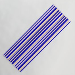 [ Thumbnail: Blue & Bisque Colored Stripes/Lines Pattern Yoga Mat ]