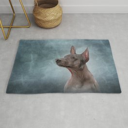 Drawing Xoloitzcuintle - hairless mexican dog breed Area & Throw Rug