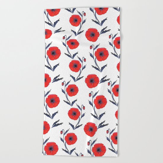Summer Poppies Beach Towel