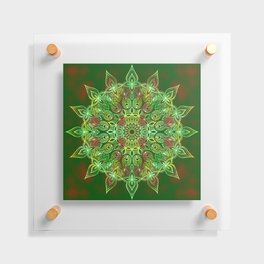 Green and Red Boho Mandala Floating Acrylic Print