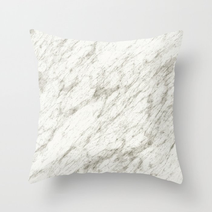 White Carrara Marble Throw Pillow