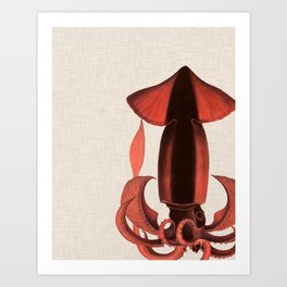 Red Squid, Giant Squid Poster, Squid Art Print, Offset Squid, Squid, Nautical Squid, Giant Squid Poster, Nautical Art, Architeuthis Art Print | Beach, Architeuthis, Offsetsquid, Squidartprint, Digital, Gift, Redsquid, Tropical, Illustration, Nauticalartprint 