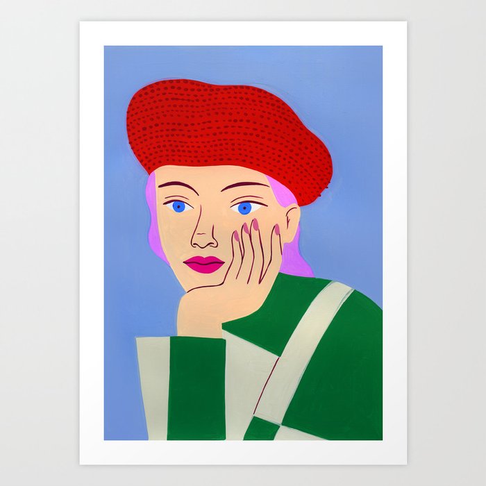 Red beret Art Print