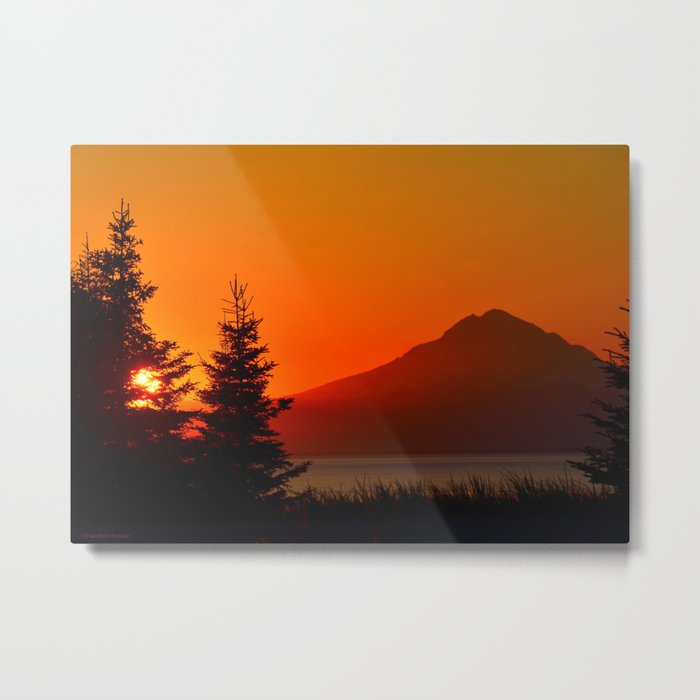 Orange Sky - Mt. Redoubt Metal Print
