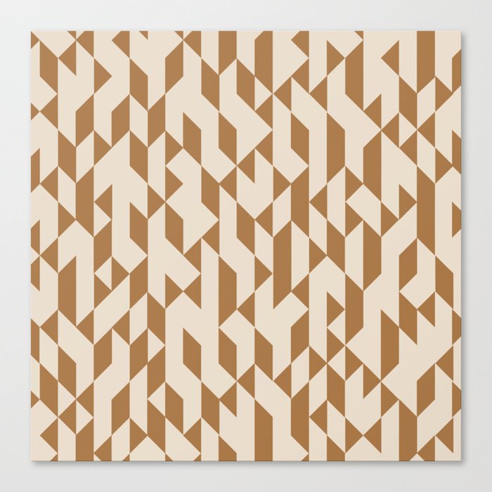 Abstract Geometric Pattern Mustard and Ivory Canvas Print